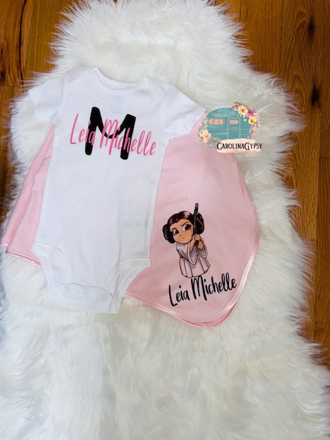 Matching Name & Image Baby Blanket/Onesie Set