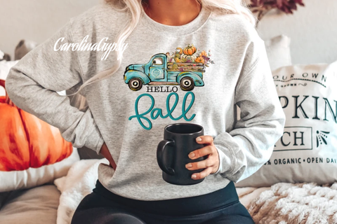 Hello Fall blue truck sweatshirt