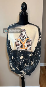 Cow Tag YS bleached sweatshirt with Cow print Cuffs