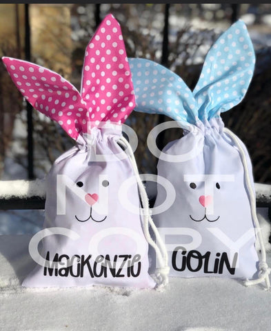 Polka dot Bunny bag with added name