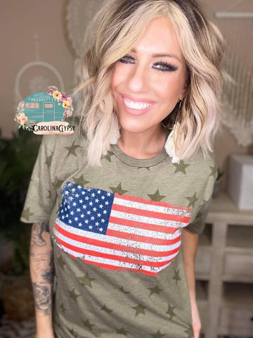 Star American flag tee