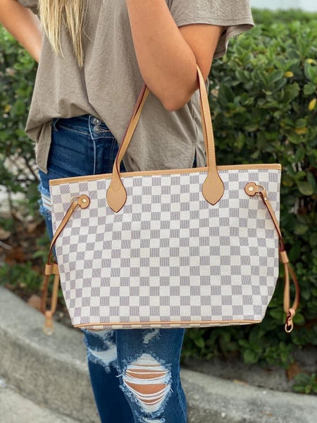 Inspired Purses brown and white checkered