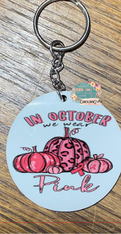 Pumpkin In October we wear pink keychain